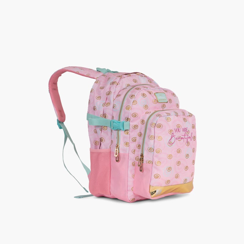 PAUSE Pink Spiral Pattern Backpack for Girls - Image 2